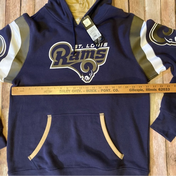 NWT St Louis Rams Jersey Hood Fleece M 7/2011 Fading Right Sleeve - Picture 3 of 10